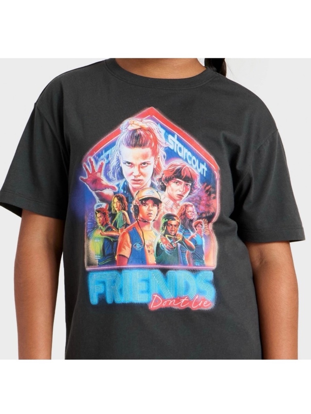 Stranger Things Kids' Black 'Friends Don't Lie' Graphic Tee